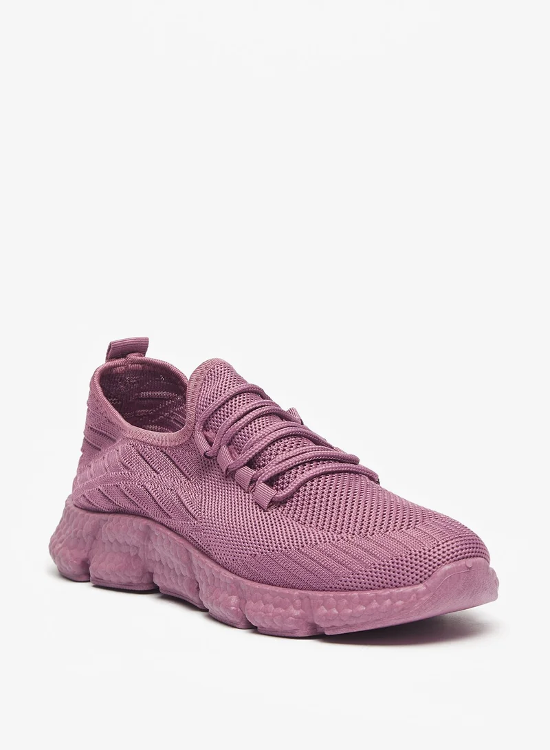 shoexpress Girls Textured Sports Shoes with Lace Up Closure Purple