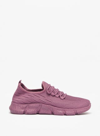 Girls Textured Sports Shoes with Lace Up Closure Purple