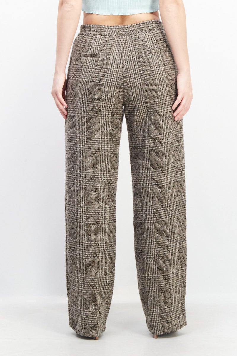 ESPRIT Women Regular Fit Ribbed Wide Leg Pants, Brown Combo - Image 3