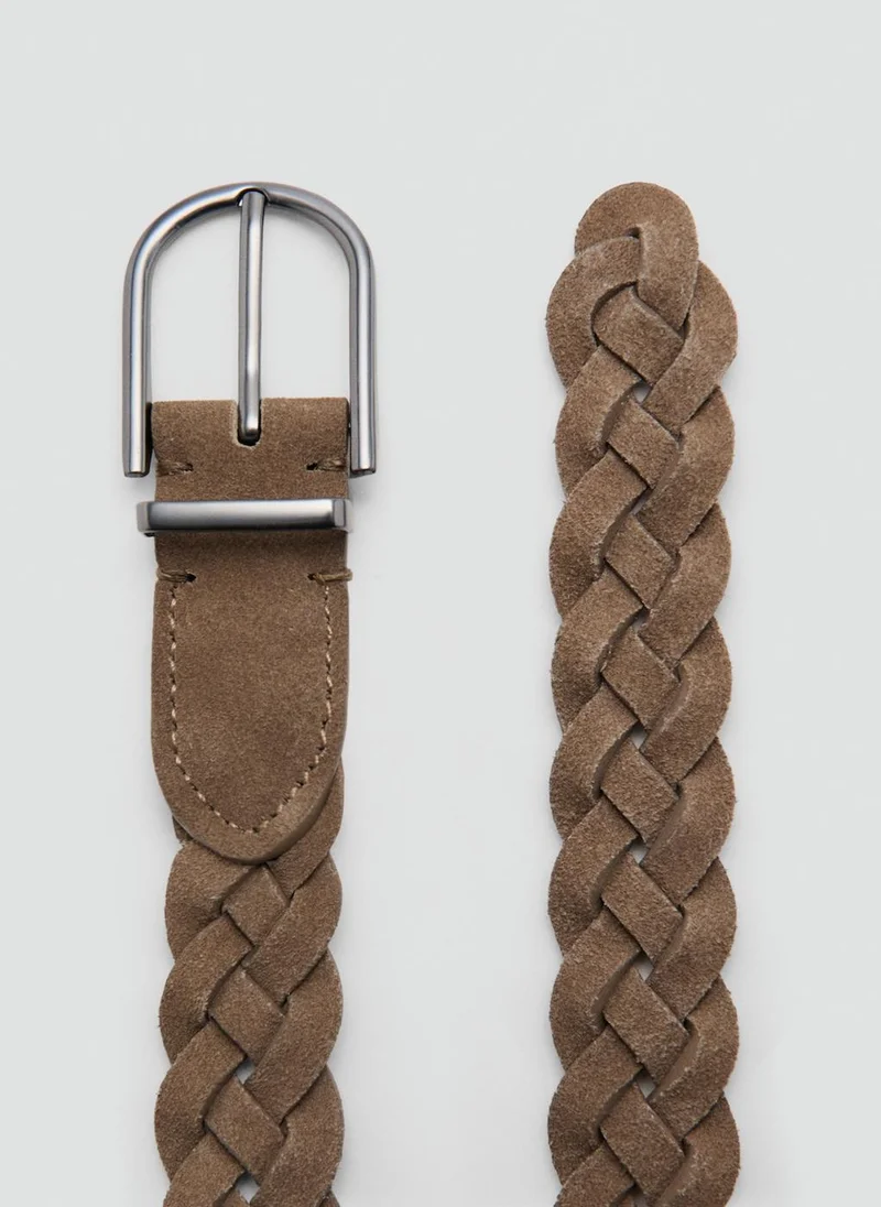 Mango Man 35-TOPO Braided Leather Belt for Men | Best Price UAE