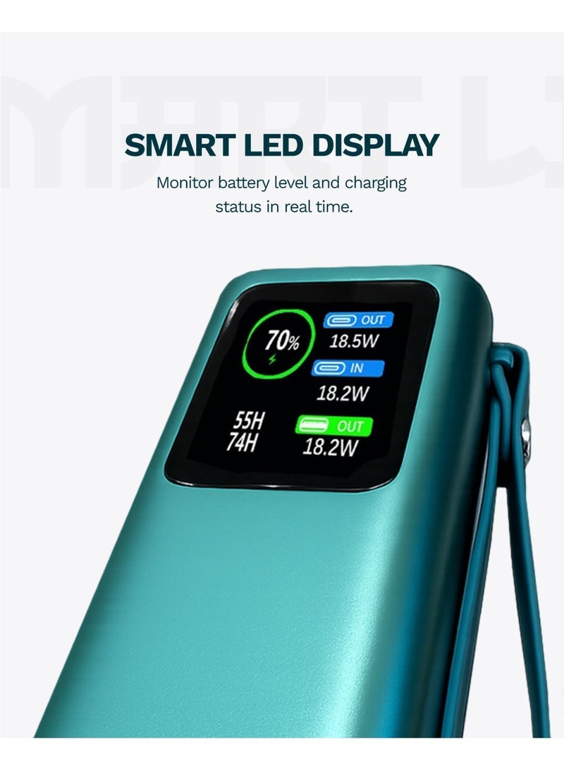 لووب LOOP 20000mAh 100W - شاحن محمول يدعم الشحن السريع مزود بكابل USB-C مدمج قابل للسحب، شاحن محمول، حزمة بطارية تدعم PD 3.0 لأجهزة iPhone 15/16/17 وSamsung Galaxy وMacBook وiPad - Image 5