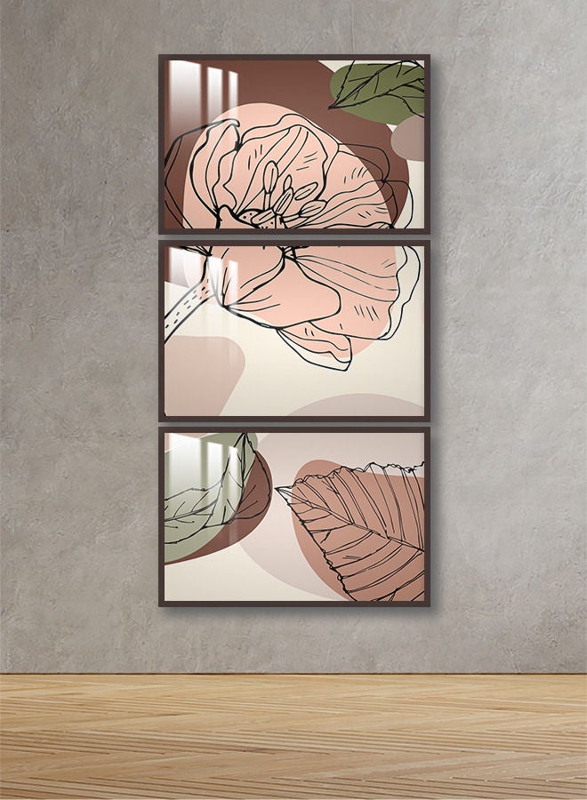 Marktna Three Wall Panels 120x60cm with a Modern Design,Brown Frame and a Transparent Acrylic Layer 0.5kg - Image 1