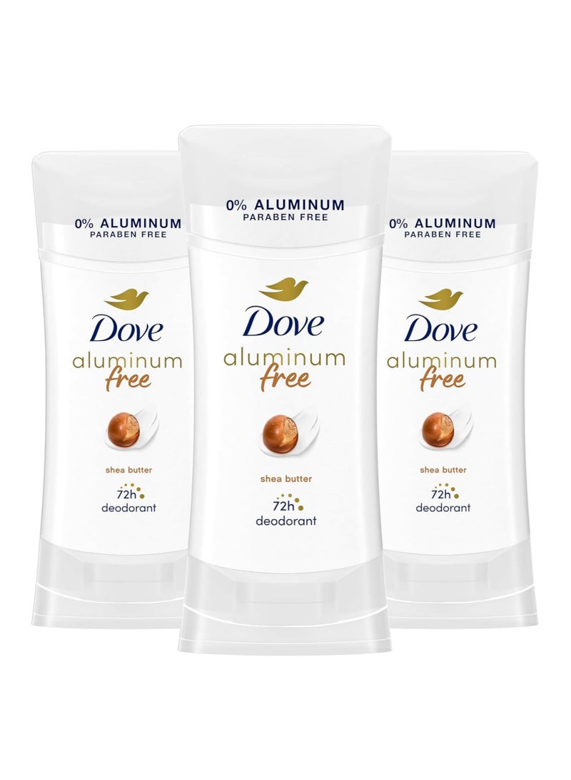 مزيل عرق دوف خالٍ من الألومنيوم، حماية من الروائح تدوم 24 ساعة، بزبدة الشيا للنساء، أبيض، 2.6 أونصة (عبوة من 3 قطع)