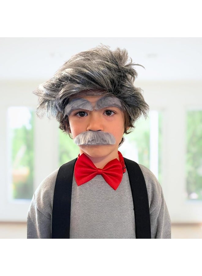 4E's Novelty 4E's Novelty Fake Gray Stick-on Mustache & Eyebrows - Kids Old Man Costume For Boys, 100th Day of School Costume Accessories, Old Man Dress Up, Grandpa Costume Accessories Kit  - Image 3