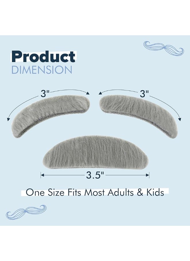 4E's Novelty 4E's Novelty Fake Gray Stick-on Mustache & Eyebrows - Kids Old Man Costume For Boys, 100th Day of School Costume Accessories, Old Man Dress Up, Grandpa Costume Accessories Kit  - Image 5