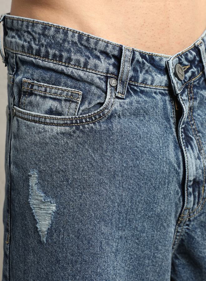 Hubberholme Baggy Mid Rise Light Distress Jeans by Styli - Image 3