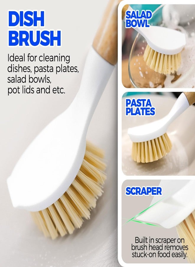 Holikme 6 Pack Dish Brush Kitchen Brushes Set with Vegetable Palm Brush, Bottle Brush, Dish Brush and Straw Brush, Fruit Cleaning Brushes for Cleaning Potato, Amarillo - Image 2