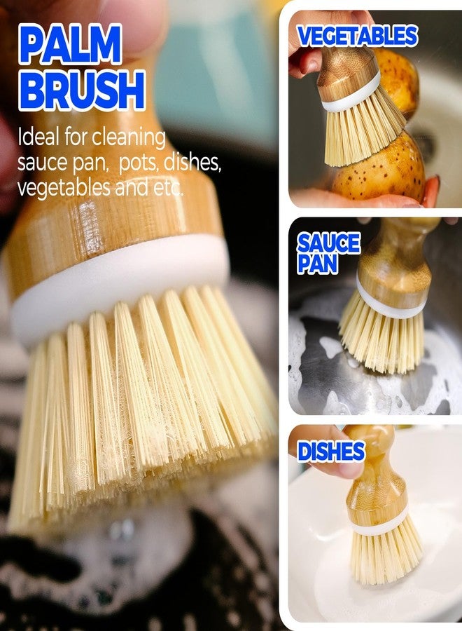 Holikme 6 Pack Dish Brush Kitchen Brushes Set with Vegetable Palm Brush, Bottle Brush, Dish Brush and Straw Brush, Fruit Cleaning Brushes for Cleaning Potato, Amarillo - Image 4