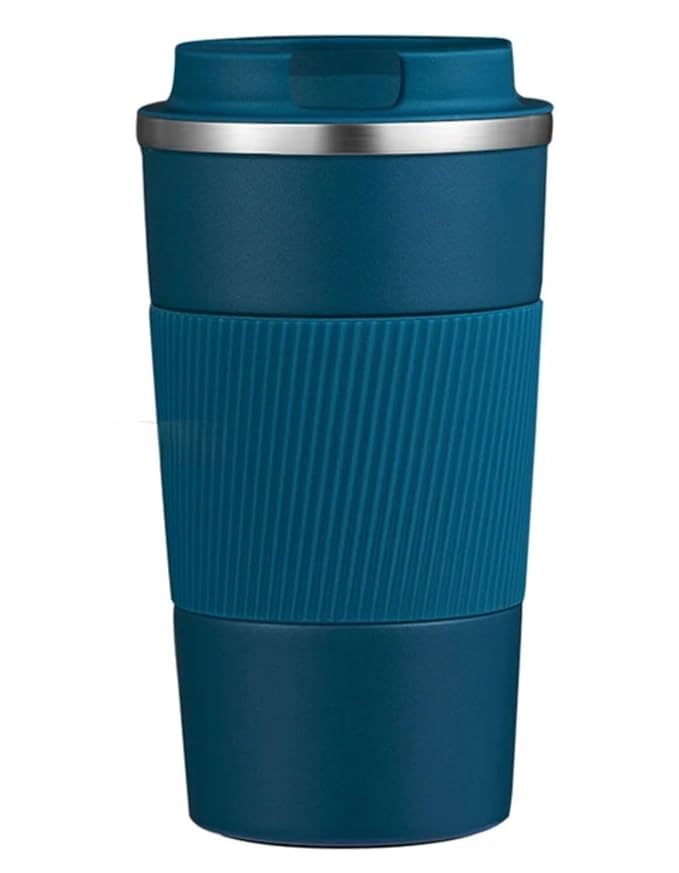 FALONG Travel Mug Insulated Coffee Cup with Leakproof Lid Vacuum Stainless Steel Double Walled Reusable Tumbler for Hot and Cold Water Coffee and Tea in Travel and Car Blue 380ml - Image 1