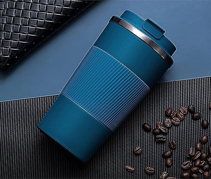 FALONG Travel Mug Insulated Coffee Cup with Leakproof Lid Vacuum Stainless Steel Double Walled Reusable Tumbler for Hot and Cold Water Coffee and Tea in Travel and Car Blue 380ml - Image 4
