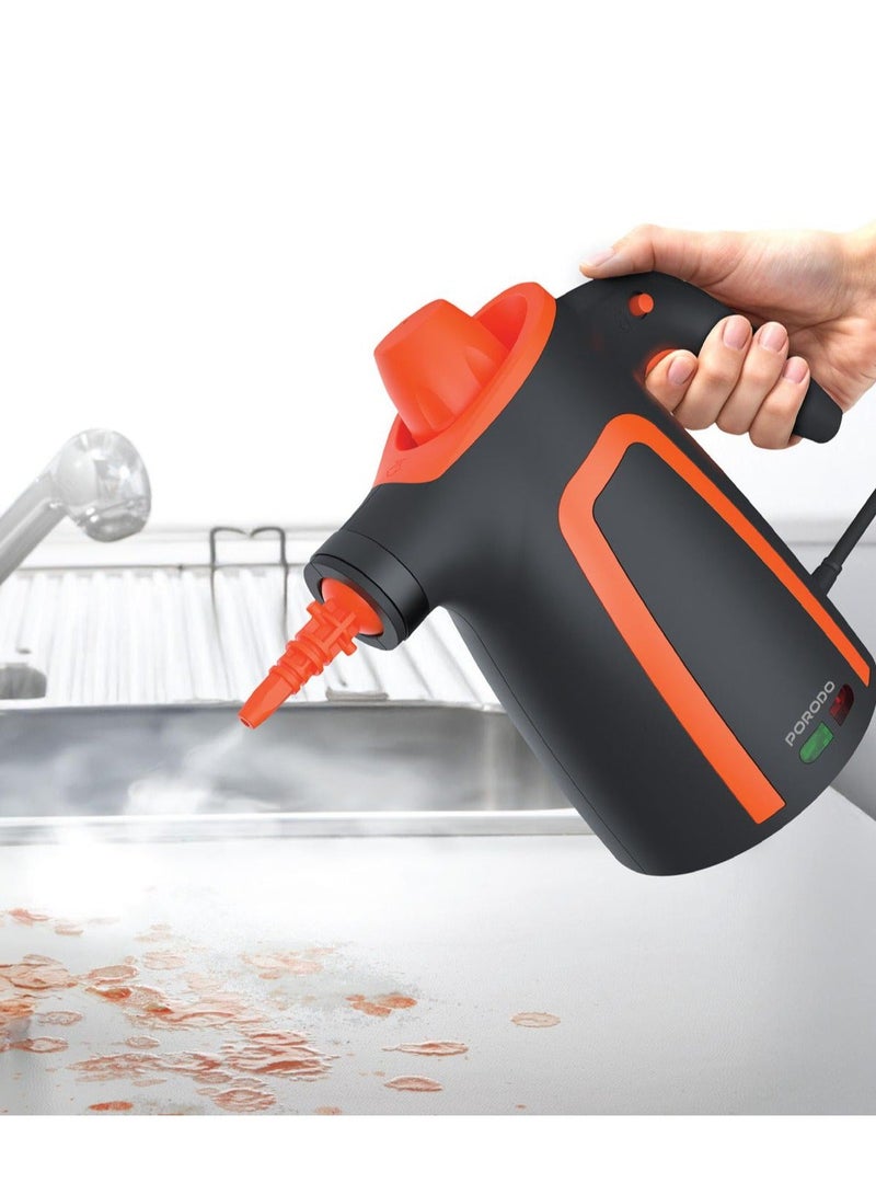 بورودو منظف ​​بخاري متعدد الأسطح 1050 واط / خزان مياه 350 مل / بخار ساخن 110 درجة مئوية / تنظيف بالبخار القوي يزيل الشحوم والأوساخ والأتربة على أسطح متعددة للمنزل والمطبخ والمكتب - أسود - Image 2