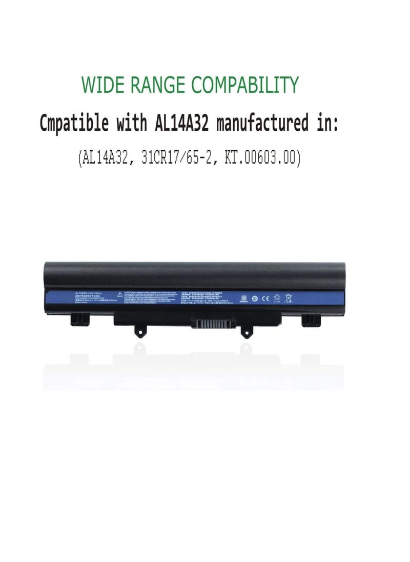 Generic - New AL14A32 Laptop Battery Replacement for Acer Aspire E1-571 E5-571 E5-411 E5-421 E5-511 E5-521 V3-472 V3-572 E14 E15 Touch Extensa 2509 2510 - Image 1
