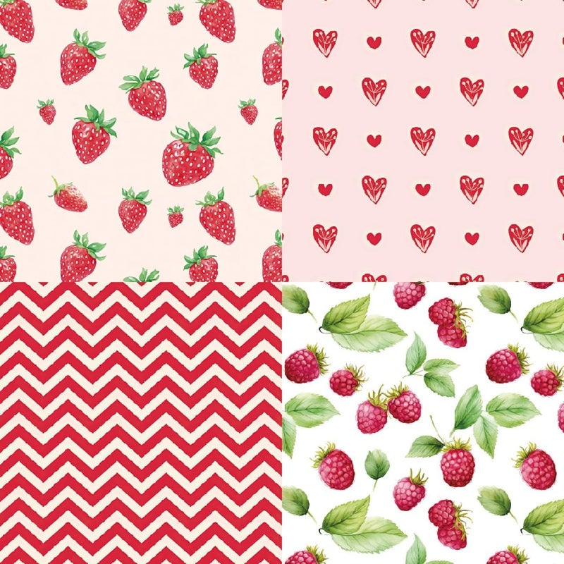 DESEACO 6x6 Berries & Blossoms Scrapbook Paper Pad | 24 Sheets (12 Designs) 160gsm Acid Free Cardstock | Strawberry, Cherry, Raspberry & Watermelon Patterns for Summer Crafts & Card Making - Image 3