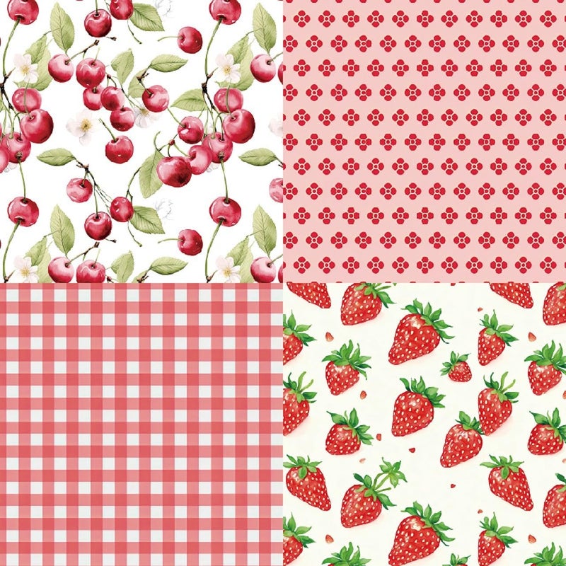 DESEACO 6x6 Berries & Blossoms Scrapbook Paper Pad | 24 Sheets (12 Designs) 160gsm Acid Free Cardstock | Strawberry, Cherry, Raspberry & Watermelon Patterns for Summer Crafts & Card Making - Image 2
