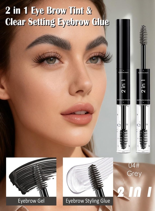 LYSdefeu Tinted Eyebrow Gel, Light Brown Eye Brow Tint & Clear Setting Eyebrow Glue - Image 2