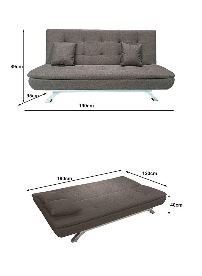 Noon East Classic 3 Seats Sofa Bed with Adjustable Backrest, Convertible Sofa Couch and Bed for Efficient Home, Small Spaces, Living Room or Office 190 x 95 x 86 cm in Brown - Image 3