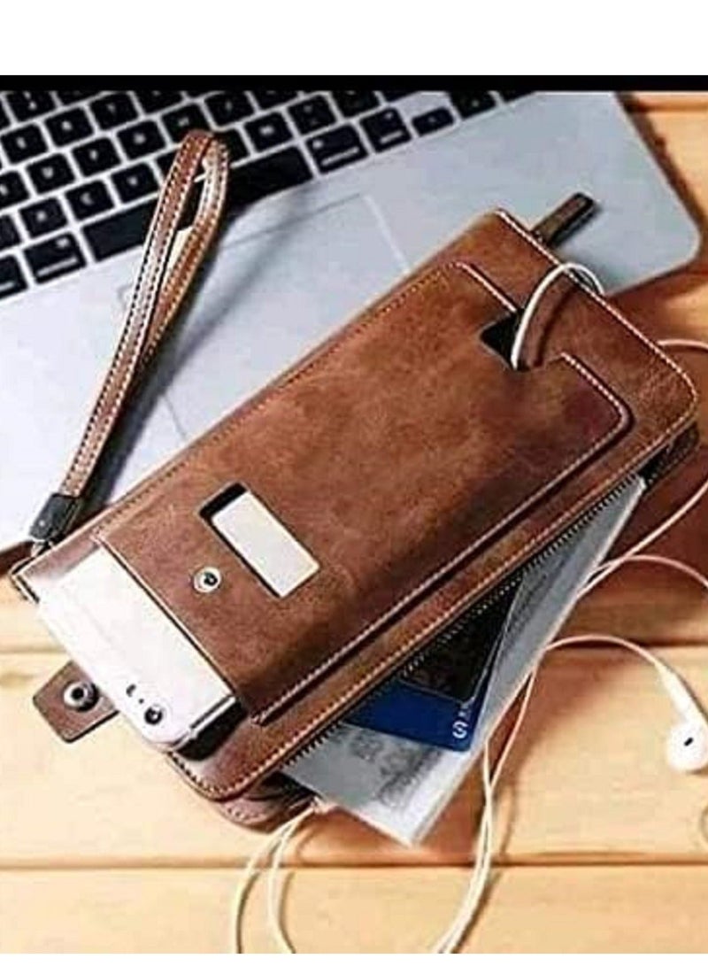 كانجرو محفظة يد رجالي طويلة من الجلد لحمل الاغراض والنقود والموبايل-هافان - Image 2