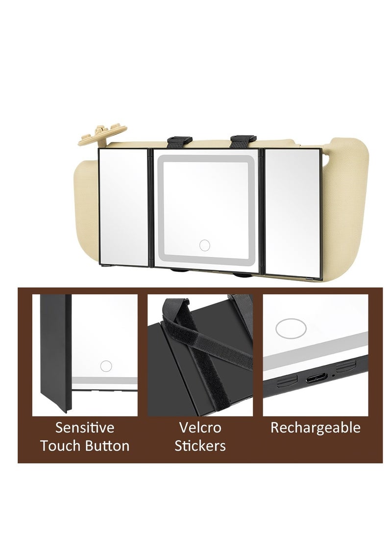 Loquat Rechargeable Car Sun Visor LED Mirror with 3 Light Modes, Dimmable u0026 Zoomable, Easy Touch Screen Installation for Trucks u0026 SUVs - Image 5