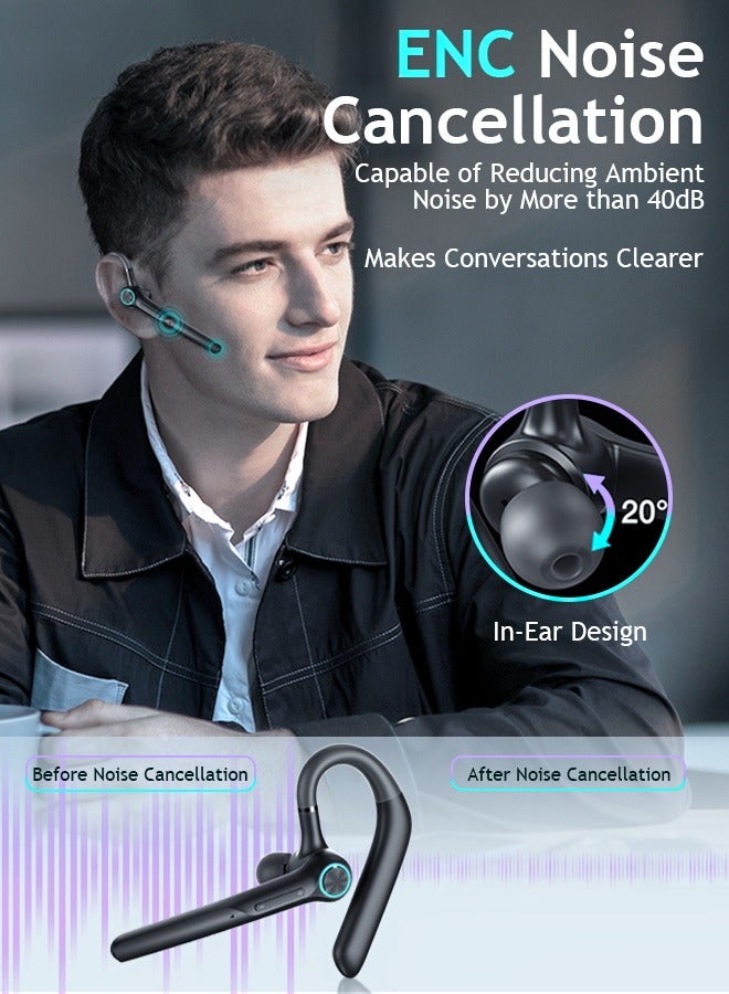 Litus Bluetooth Headset Wireless, Wireless Headset With Microphone, 15-Hours Talk Time Earbuds, Single Ear Bluetooth 5.2 Headset With Noise Cancelling For iPhone/Android, Bluetooth Headphones Perfect For Business, Office, Running, And Driving - Image 4