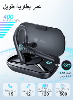 Litus Bluetooth Headset Wireless, Wireless Headset With Microphone, 15-Hours Talk Time Earbuds, Single Ear Bluetooth 5.2 Headset With Noise Cancelling For iPhone/Android, Bluetooth Headphones Perfect For Business, Office, Running, And Driving  - Image 3