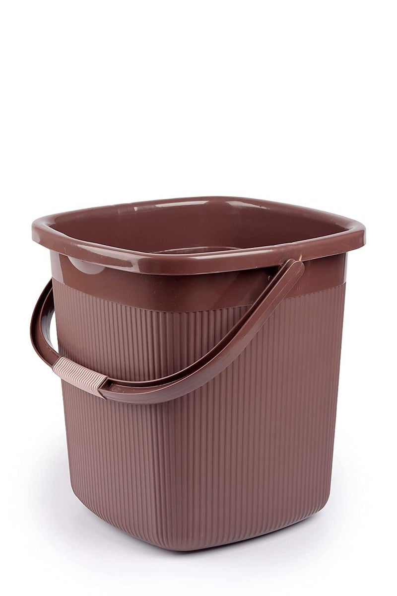 Nayasa Rimmy Strong Plastic Bucket, Mug and Stool Set (3pc Set)| Bathroom Set | (Dark Brown, 18 Liter Bucket, 1.5ltr Mug, a Stool) - Image 3