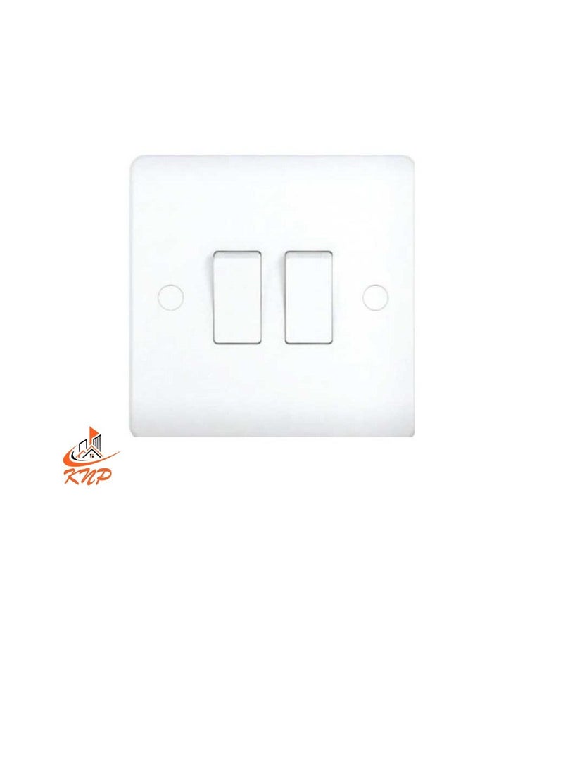 KNP 10A 2 Gang 1 Way Switch - White  - Image 3