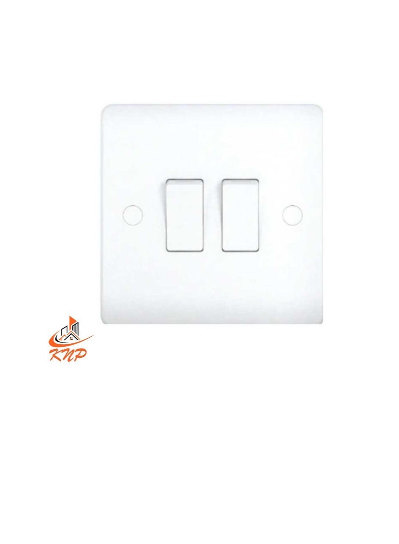 KNP 10A 2 Gang 1 Way Switch - White  - Image 2