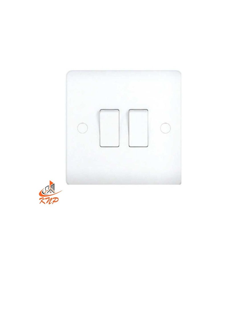 KNP 10A 2 Gang 1 Way Switch - White  - Image 1