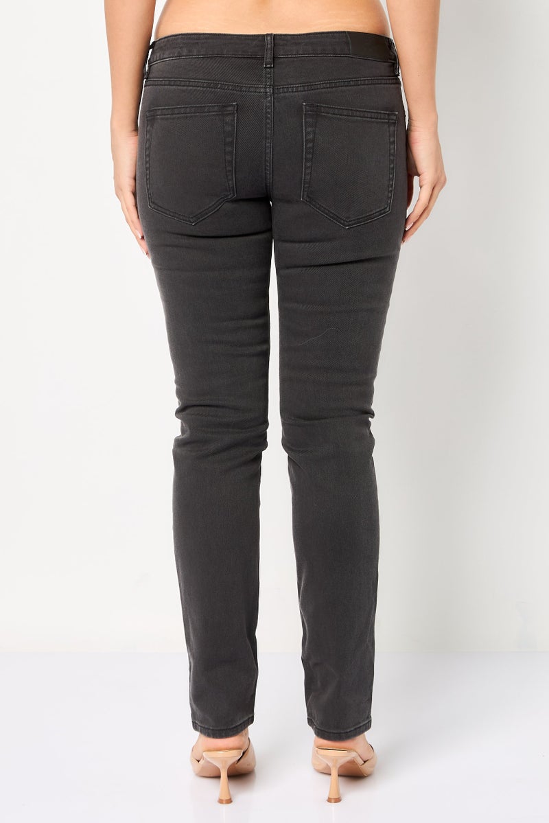 LACOSTE Women Slim Fit Washed Stretchable Jeans, Vintage Grey - Image 4