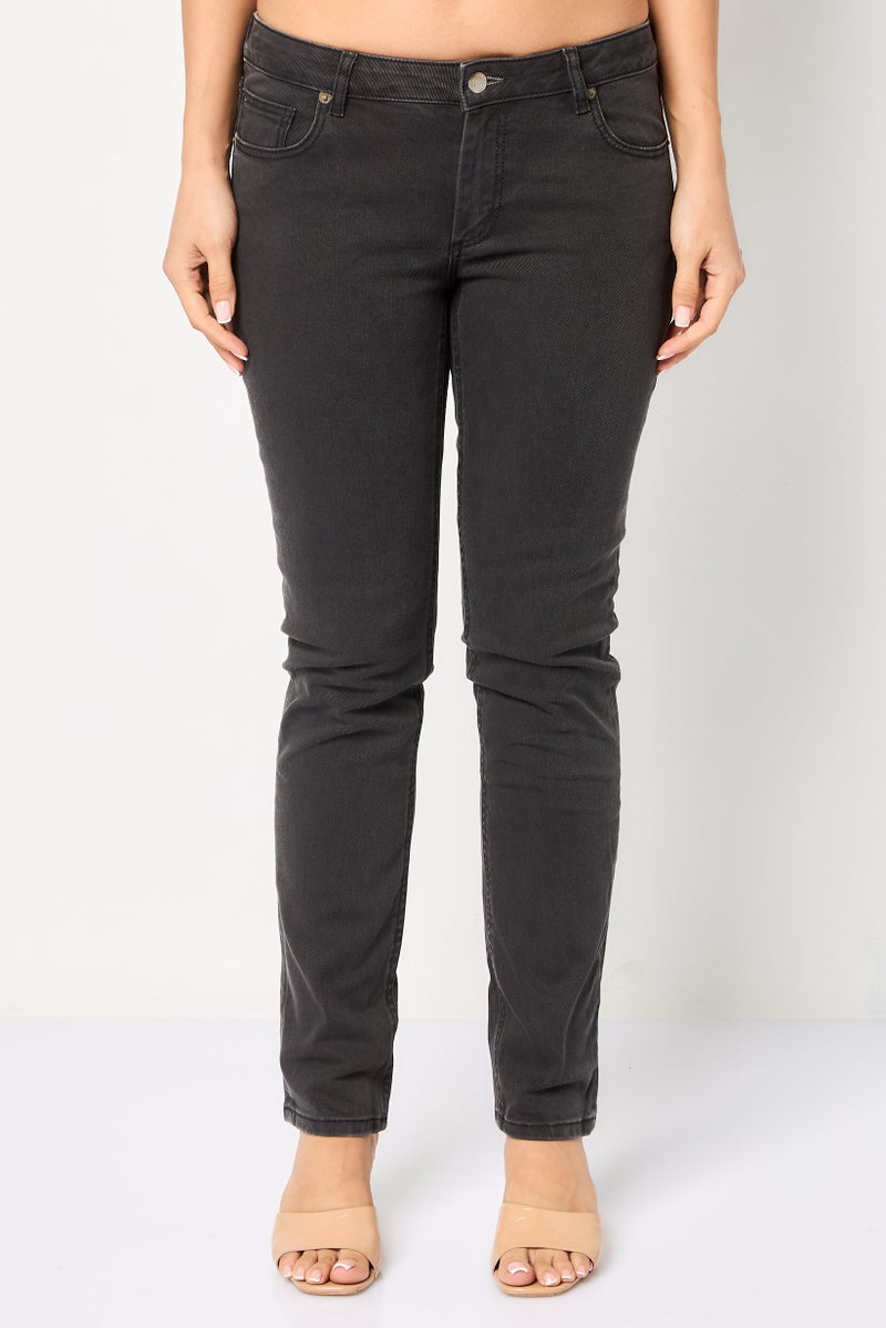 LACOSTE Women Slim Fit Washed Stretchable Jeans, Vintage Grey - Image 1