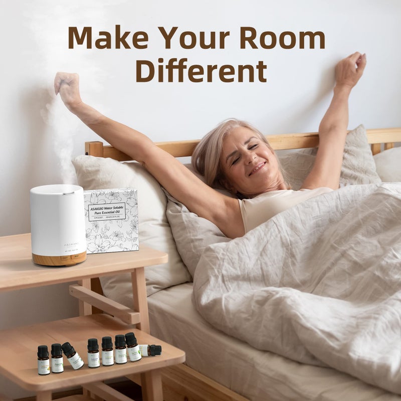 ASAKUKI Essential Oil Diffuser, Aromatherapy Cool Mist Home Humidifier with 7 LED Color Changing Light and Auto-Off Safety Switch, 8 Essential Oils Set, 300ml (X-Brown with Oils) - Image 5