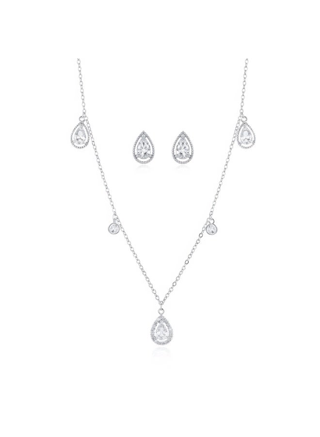 MTZ Women Jewellery Set, 14K Gold Plated Dainty Pendant Necklace & Stud Earrings Set for Wedding Party Daily Wear - Image 1