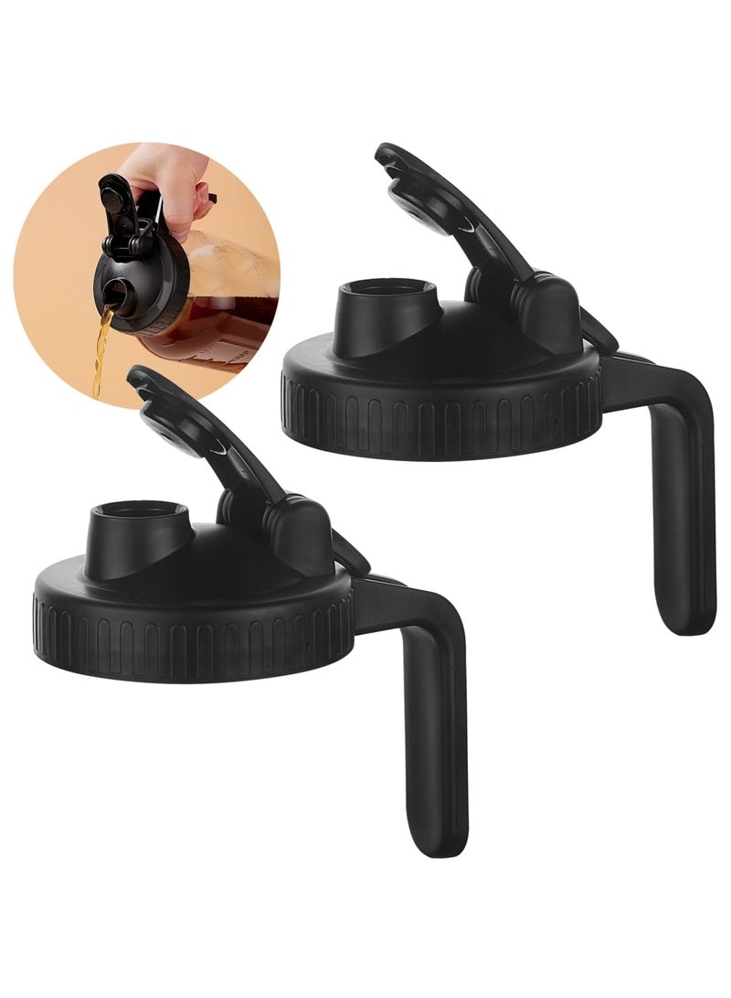 SYOSI غطاء صنبور لجرة ميسون لجرار ذات فم واسع، غطاء قابل للفتح محكم الإغلاق، غطاء مانع للتسرب للاستخدام مع الإبريق، عبوة من 2 (أسود) - Image 1