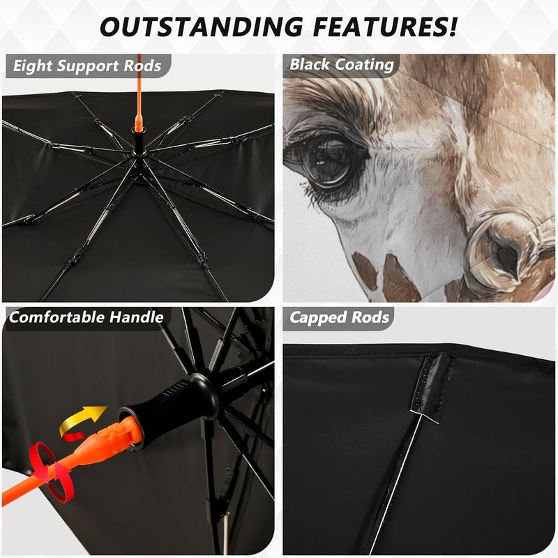 Windshield Sun Shade Umbrella Giraffe Bumble Portrait – Fashion Design, Protect Car from Sun & Heat Damage, Easy Store, Universal Fit 55” x 27.5” - Image 4