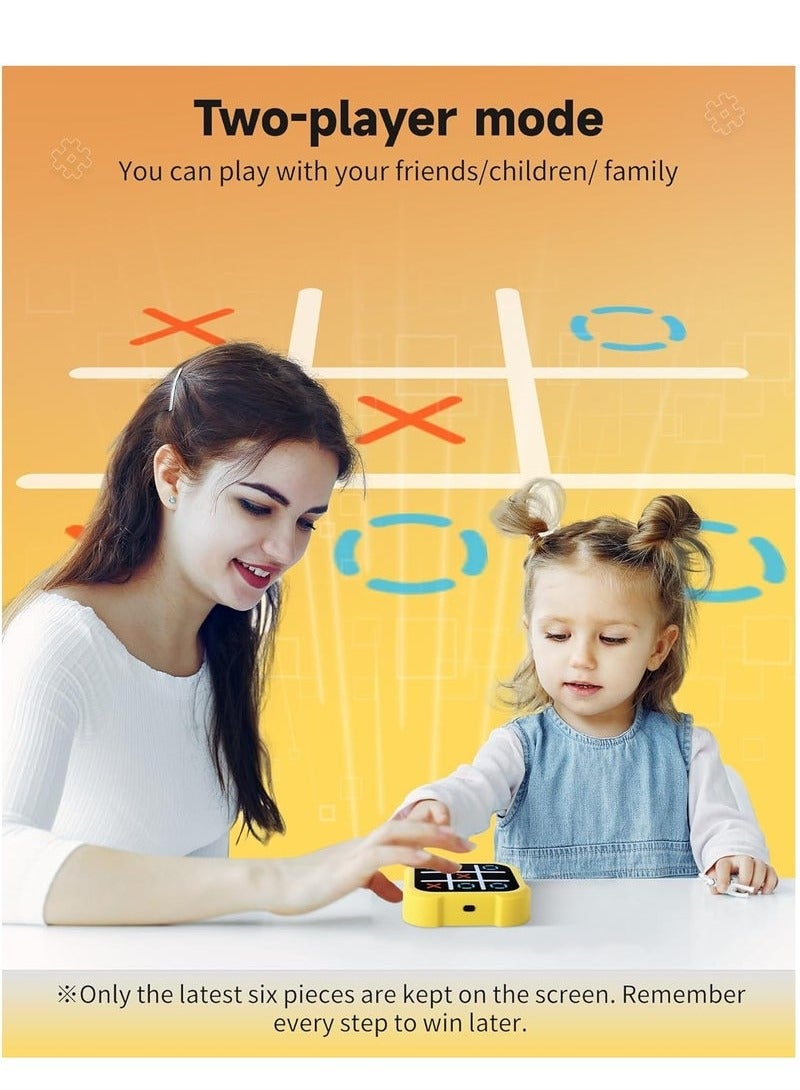 Tic Tac Toe Games, Original 3-in-1 Handheld Puzzle Game Console, Portable Chess Board Games, Fun Brain and Memory Games, Educational Travel Games Family Game Improve Memory and Concentration(Yellow) - Image 4