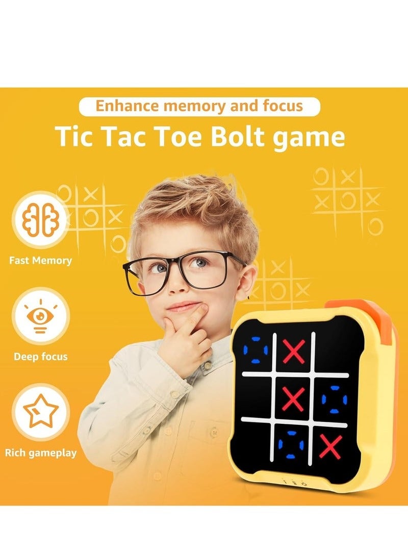 Tic Tac Toe Games, Original 3-in-1 Handheld Puzzle Game Console, Portable Chess Board Games, Fun Brain and Memory Games, Educational Travel Games Family Game Improve Memory and Concentration(Yellow) - Image 3