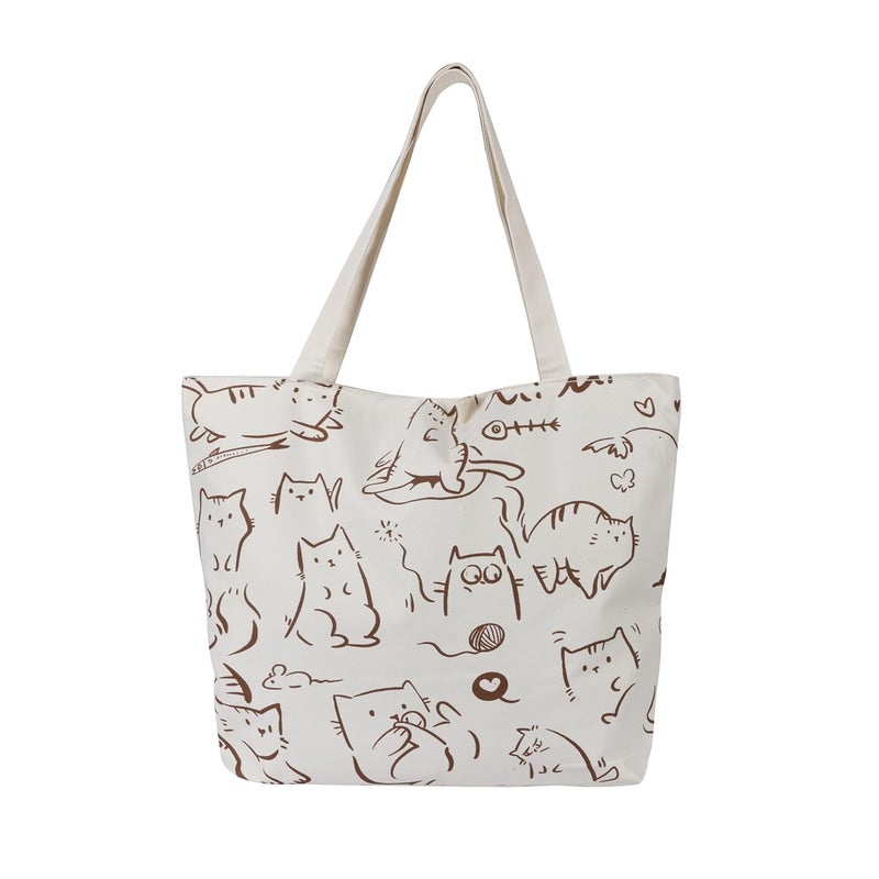 BROGBUS Classics Canvas Tote Bags for Women Girls Canvas Handbag Zipper Large Capacity Shoulder Bag for College Office Use - Image 1