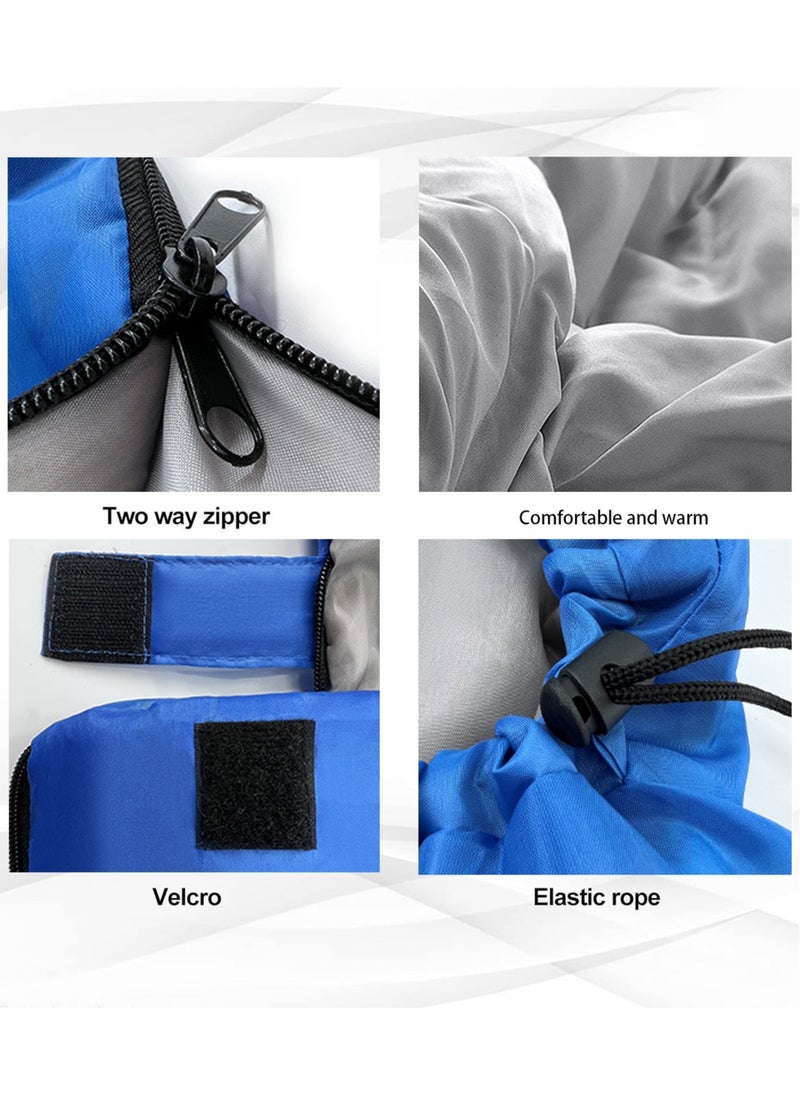 Generic Envelope Sleeping Bag 180cm Cap Length 30cm Hollow Cotton Winter Hooded Sleeping Bag Suitable for Outdoor Camping Hiking and Mountaineering With Compression Bag Blue (Blue/0.95kg, (180+30)*75cm)  - Image 3