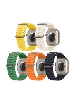YOMNA 5 Pack Ocean Band Compatible with Apple Watch Ultra Band 49mm 45mm 44mm 42mm Men Women, Soft Silicone Sport Band Replacement Strap for Apple Watch Ultra iWatch Series 8 7 SE 6 5 4 3 2 1