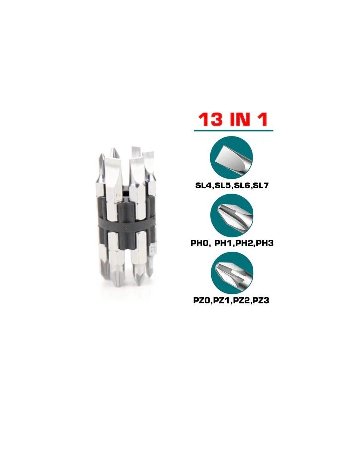 TOTAL Total 13-in-1 Ratchet Screwdriver Set – Versatile Tool for Home Repairs and DIY Projects with 12 Bits and Folding Handle  - Image 2