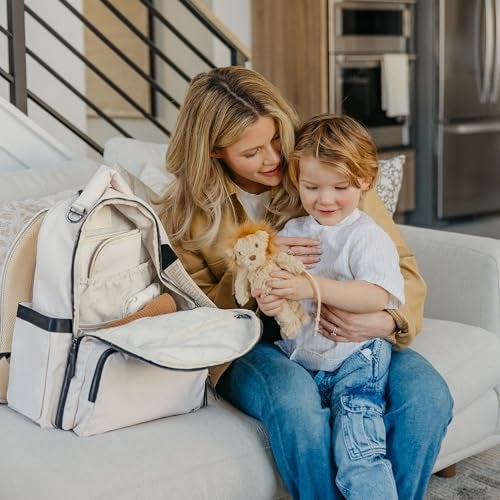 JuJuBe x Witney Carson - New Classic Diaper Bag Backpack with Portable Changing Pad, Stroller Straps, Large Travel Backpack, Carrying Baby Bottles, Wipes, Diapers, Cloud, Mothers Day Gift - Image 4