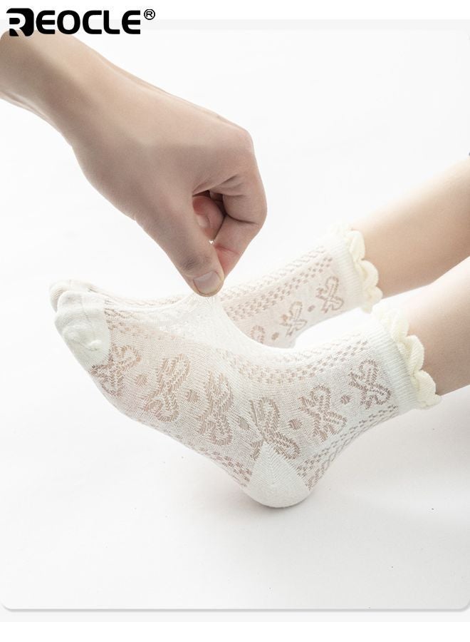 REOCLE 5Pairs Kid's Ankle Socks with Mesh Cotton Blend and Low Cut Design Toddler No Show Ankle Socks with Soft Thin Fabric for Boys Girls Daily Wear - Image 3