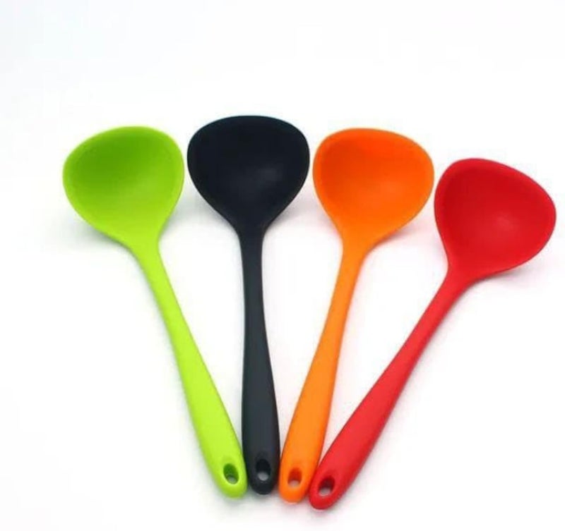 SM4U Silicone Ladle Set, 4 Pieces, Green, Black, Orange, Red