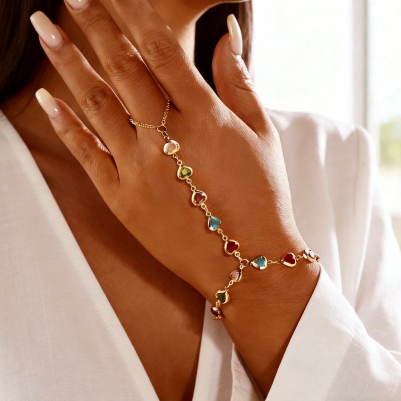 European and American cross-border new hand jewelry foreign trade ins universal love adjustable finger bracelet women dopamine  jewelry - Image 1