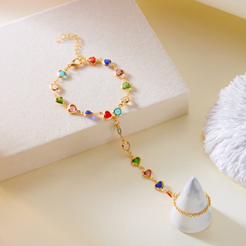 European and American cross-border new hand jewelry foreign trade ins universal love adjustable finger bracelet women dopamine  jewelry - Image 2
