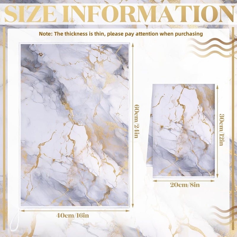 Boyiee Set of 6 Marble Kitchen Towels Gold Dish Towels Absorbent Stylish Marble Tea Towels 24 x 16 Inches Modern Hand Towels Housewarming Gifts for Farmhouse Kitchen Bathroom Decorations - Image 4