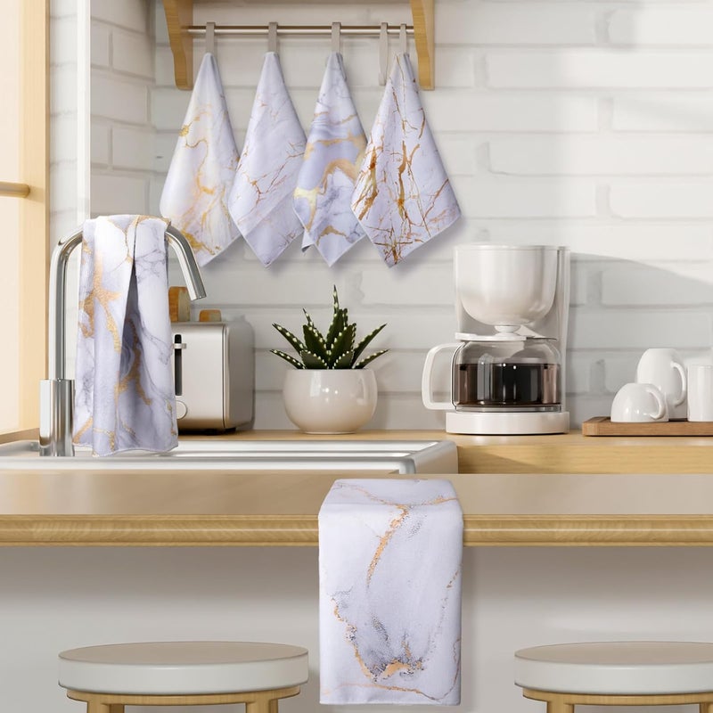 Boyiee Set of 6 Marble Kitchen Towels Gold Dish Towels Absorbent Stylish Marble Tea Towels 24 x 16 Inches Modern Hand Towels Housewarming Gifts for Farmhouse Kitchen Bathroom Decorations - Image 3