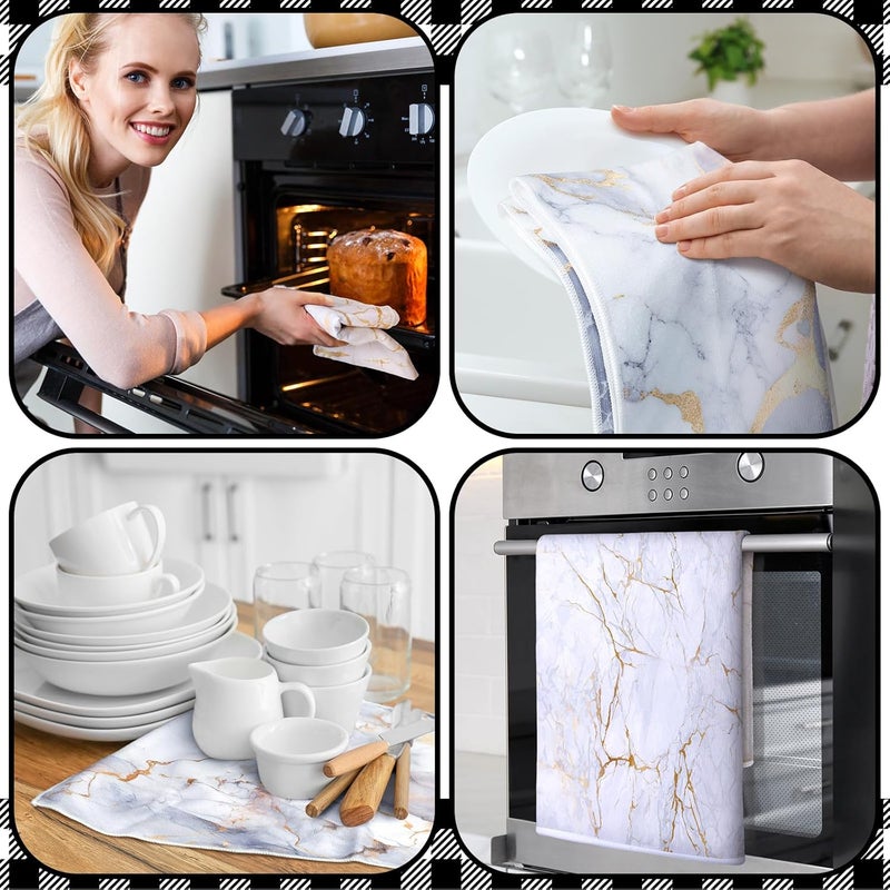 Boyiee Set of 6 Marble Kitchen Towels Gold Dish Towels Absorbent Stylish Marble Tea Towels 24 x 16 Inches Modern Hand Towels Housewarming Gifts for Farmhouse Kitchen Bathroom Decorations - Image 5