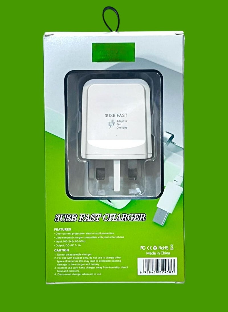 يأتي شاحن AZ-05 3 USB السريع 3.1A مع كابل USB من النوع c.  - Image 3