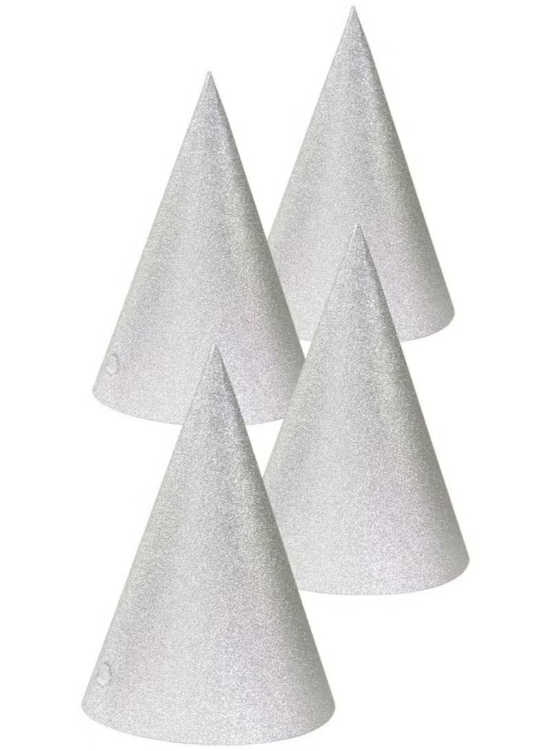 12Pcs Silver Glitter Party Hats - Image 2
